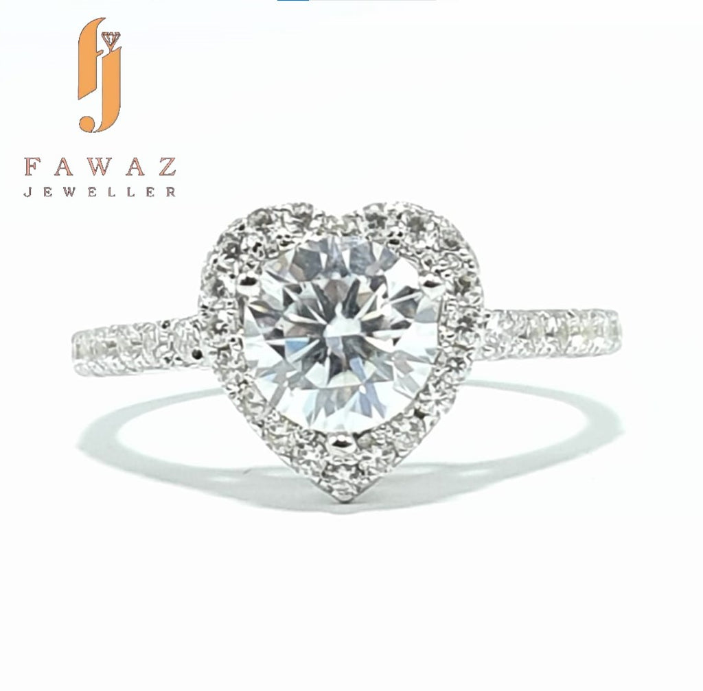 FJ 512 – Heart Halo Sparkle | Certified Moissanite by Fawaz Jewellers
